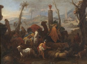El Viaje de Jacob y la Columna de Betel, c.1640 de Sébastien Bourdon