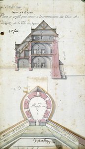 Plano y corte de las torres de la ciudad de Seyne, por Vauban, 10 de octubre