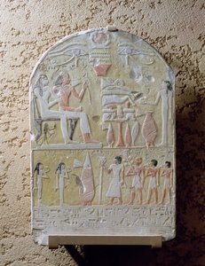 Estela funeraria de Tembu (caliza pintada) de Second Intermediate Period Egyptian