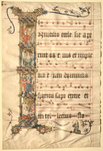 Hoja del Gradual de Wettinger: Inicial Historiada I de Second Master of the Wettinger Gradual