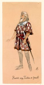 Francia, París, Boceto de vestuario para Kurwenal en Tristán e Isolda de Richard Wagner para su representación en el Palais Garnier de París
