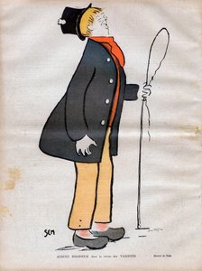 Albert Jules Dumont (1862-1932) dit Albert Brasseur, actor de teatro de bulevar y opereta en el diario de Varietes - Caricatura de SEM (Georges Goursat) (1863-1934) en Le rire de 1902 de Sem
