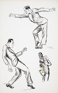 Dos caballeros en traje negro realizan La Danse Havas al son de un saxofón, de White Bottoms, pub. 1927