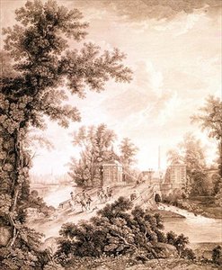 Vista del Obelisco Connetable en Gatchina, grabado por Ivan Dmitrievich Telegin, c.1800 de Semen Fedorovich Shchedrin