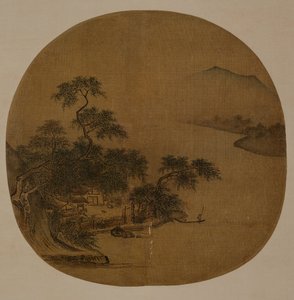 Riverside Retreat, c.1250 (tinta y color sobre seda) de Sen Xia