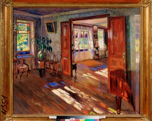 En una casa - Pintura de Sergei Arsenyevich Vinogradov (1869-1938), óleo sobre lienzo