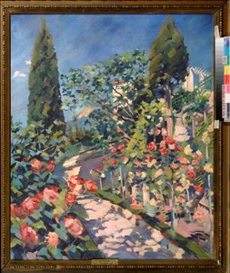 Mayo floreciente - Pintura de Sergei Arsenyevich Vinogradov (1869-1938), óleo sobre lienzo de Sergei Arsenevich Vinogradov