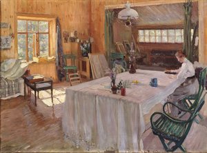 En la casa del artista Konstantin Korovin, 1907 de Sergei Arsenevich Vinogradov