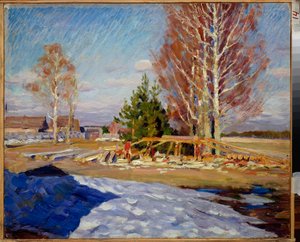 Paisaje de primavera - Pintura de Sergei Arsenyevich Vinograd (1869-1938), óleo sobre lienzo de Sergei Arsenevich Vinogradov