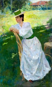 Retrato de una mujer (Al aire libre) de Sergei Arsenevich Vinogradov