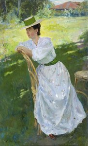 Retrato de una mujer al aire libre, 1899 de Sergei Arsenevich Vinogradov