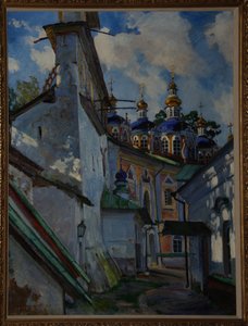 Vista del Monasterio Pskovo-Pechersky, 1928 de Sergei Arsenevich Vinogradov