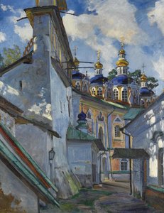 Vista del Monasterio Pskovo-Pechersky, 1928 de Sergei Arsenevich Vinogradov