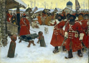 La compañía de streltsy (strelets) - Pintura de Sergei Vasilyevich Ivanov (1864-1910), óleo sobre lienzo