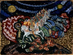 Diseño de un telón de fondo para la obra de teatro Triunfo de Sergei Jurjewitsch Sudeikin