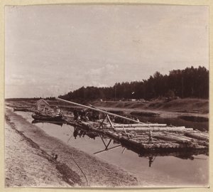Balsas de troncos, Vía Fluvial Volga-Báltico, Rusia de Sergei Mikhailovich Prokudin Gorskii