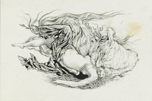 Chernomor y Lyudmila. Ilustración del poema Ruslan y Lyudmila de A. Pushkin, 1921-1926 de Sergei Vasilevich Chekhonin