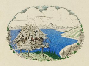La cabaña sobre patas de gallina. Ilustración del poema Ruslan y Lyudmila de A. Pushkin, 1921-1926