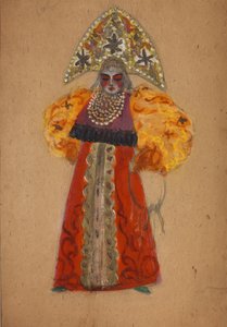 Diseño de vestuario para la ópera El gallo de oro de N. Rimsky-Korsakov de Sergei Vasilievich Malyutin