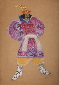 Diseño de vestuario para la ópera El gallo de oro de N. Rimsky-Korsakov de Sergei Vasilievich Malyutin