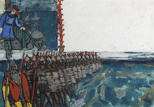 Ilustración para el cuento de hadas del Zar Saltán de A. Pushkin de Sergei Vasilievich Malyutin