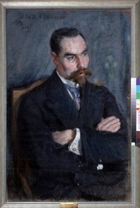 Portrait du poete Valeri Iakovlevitch Brioussov (1873-1924) (Retrato del poeta Valery Bryusov). Oeuvre Sergei Vasilyevich Malyutin (Serguei Malioutine) (1859-1937), pastel sobre papel de Sergei Vasilievich Malyutin