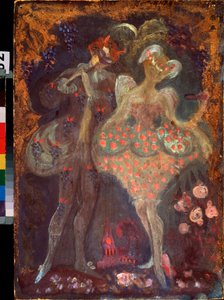 Cupidon et un faune. Oeuvre de Sergei Yurievich Sudeykin (Serge Soudeikine) (1882-1946), tempera sur carton. Art russe, debut 20th siecle. Museo Estatal de Arte de la República de Tatarstán, Kazán (Rusia). de Sergei Yurevich Sudeikin