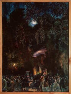 España (Escena de ocio, sociedad paseando por la calle al atardecer). Pintura de Sergei Yurievich Sudeykin (Sergei Sudeikin) (1882-1946), óleo sobre lienzo, ca. 1910. Arte ruso, siglo XX. Museo Estatal al Aire Libre de Historia, Arquitectura y Arte, Psko de Sergei Yurevich Sudeikin