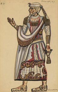 Sacerdote. Diseño de vestuario para la ópera La Flauta Mágica de Wolfgang Amadeus Mozart de Sergei Yurievich Sudeykin