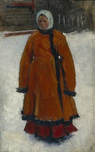 La chica con el abrigo de piel roja, 1903-1906 de Sergej Vasilevic Ivanov