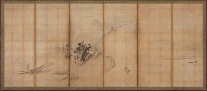 Paisaje: colinas y edificios, período Muromachi de Sesson Shukei