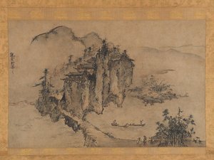 Paisaje con precipicio rocoso, siglo XVI de Sesson Shukei