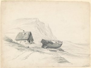 Casa y barco en la orilla