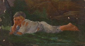 Niño tumbado en el suelo de Severin Falkman