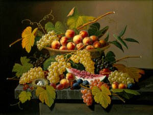 Bodegón con cesta de frutas de Severin Roesen