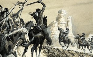 Un encuentro sorpresa entre dos grupos de exploradores, uno indio y el otro de caballería estadounidense. de Severino Baraldi