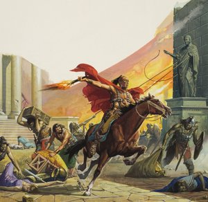 Bárbaros a la puerta (gouache sobre papel) de Severino Baraldi