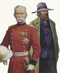 Guerra de los Boers: Lord Roberts y Pier Cronje (gouache sobre papel)