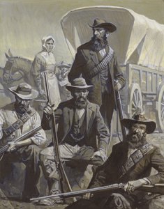 Soldados bóer y vagón.