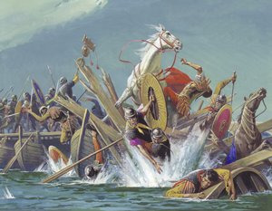 Muerte de Majencio en la batalla del Puente Milvio de Severino Baraldi