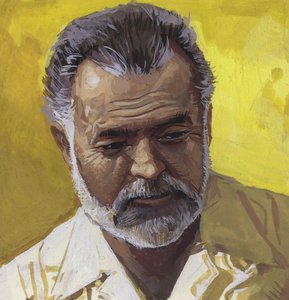 Ernest Hemingway (gouache sobre papel) de Severino Baraldi
