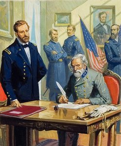 El General Ulysses Grant acepta la rendición del General Lee en Appomattox de Severino Baraldi