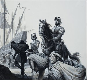 Transporte de oro por Panamá (gouache sobre papel) de Severino Baraldi