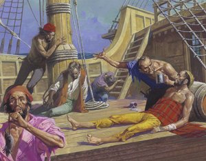 Los marineros de Magallanes en el viaje a través del Pacífico de Severino Baraldi