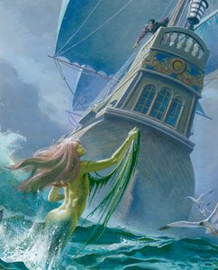Sirena vista por uno de los tripulantes de Henry Hudson (gouache sobre papel) de Severino Baraldi