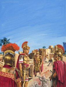 Romanos admirando restos de la Edad de Oro de Babilonia (gouache sobre papel) de Severino Baraldi
