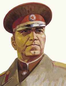 General ruso Georgi Zhukov (gouache sobre papel)