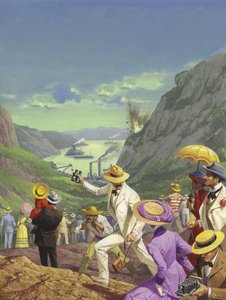 Espectadores admirando el Canal de Panamá de Severino Baraldi