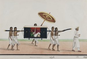 Thomas Holroyd leyendo en su palanquín, c.1835 de Shaik Muhammad Amir of Karraya