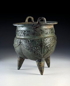 Vasija Li, con diseño taotie, período Erligang, dinastía Shang, c.1500-1050 AC